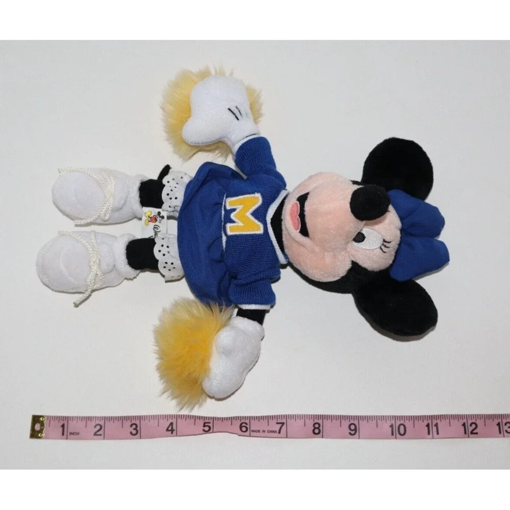Walt Disney World Cheerleader Pom Poms Blue & Yellow Minnie Mouse Stuffed Plush